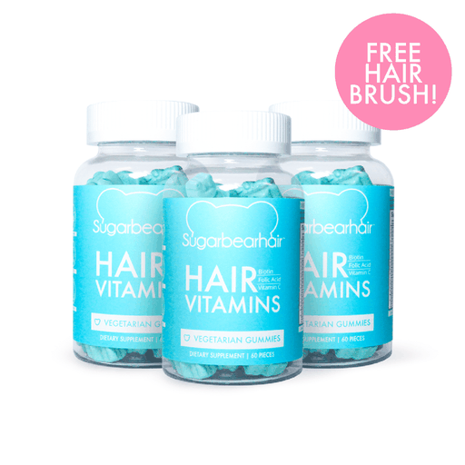 Sugarbear Hair Vitamins 3-Pack + Borste