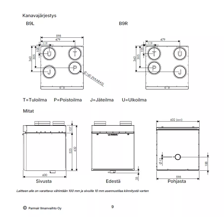 Parmair Alvari – B9 Adapter® Enervent Pingvin 75