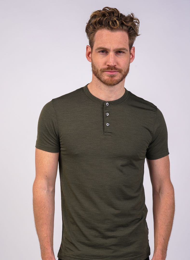 Merboo tee buttons Khaki Green
