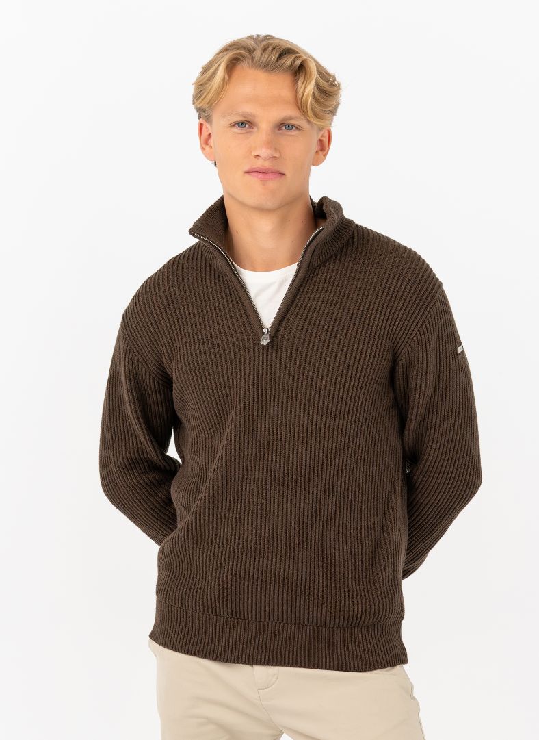 Mons Half Zip Carob Brown Mélange