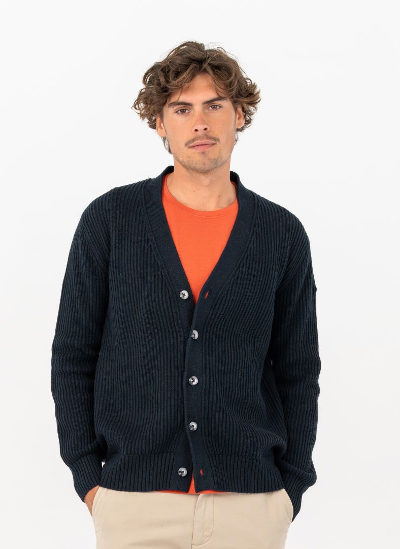 Mons Knitted Cardigan Dk Navy Blue