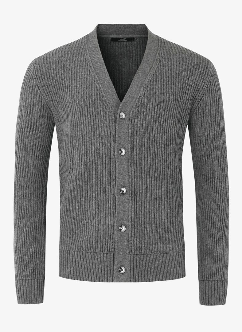 Mons Knitted Cardigan Dk Grey Melange