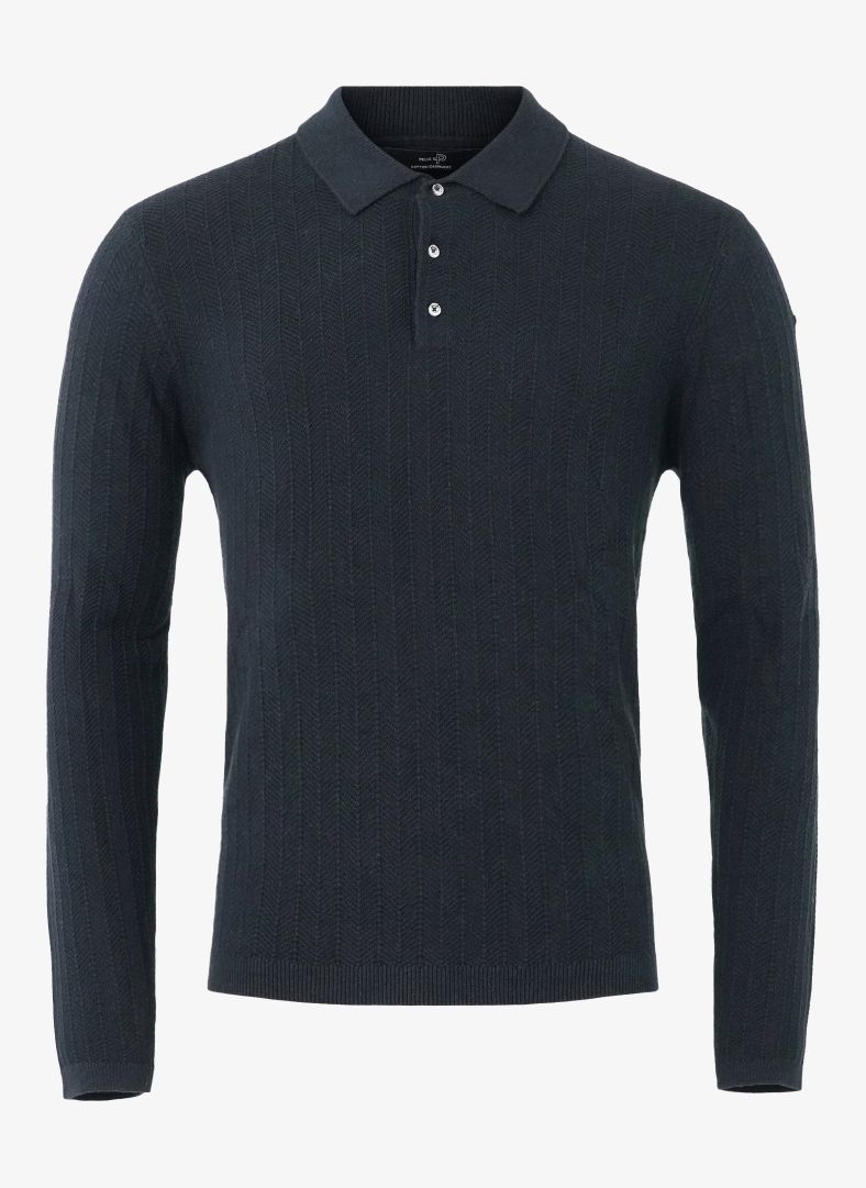 Tiller Herringbone Polo Dk Navy Blue