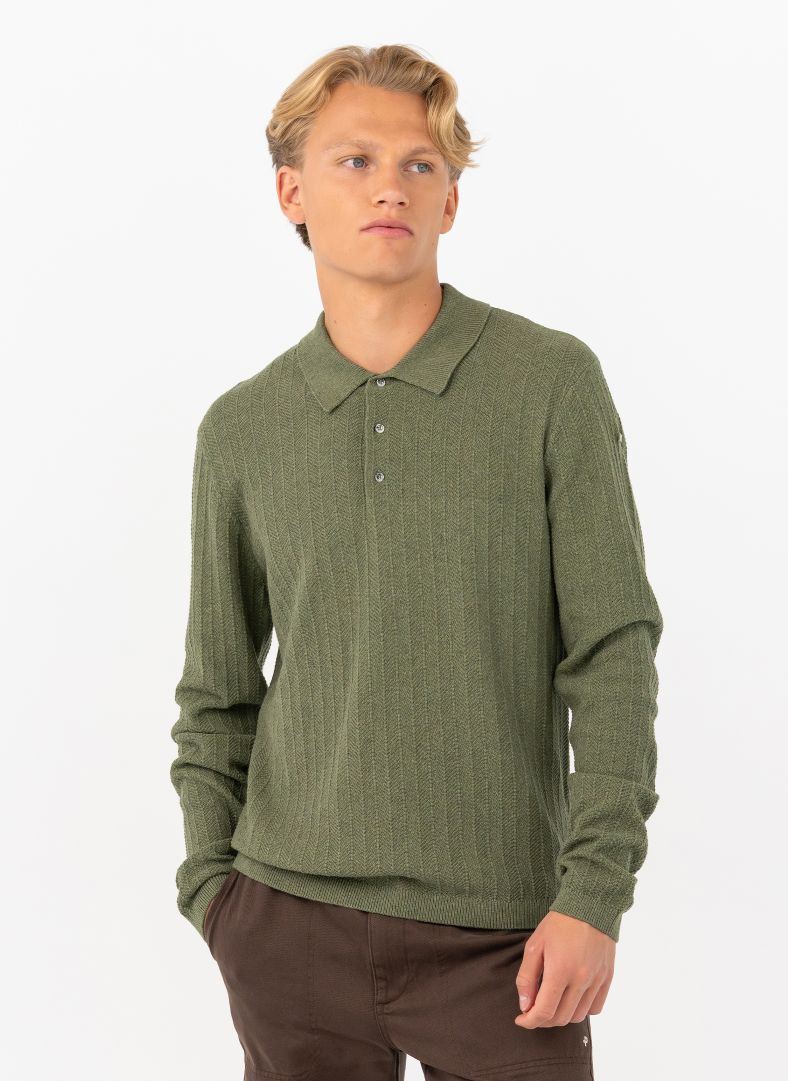 Tiller Herringbone Polo Kombu Green Mélange