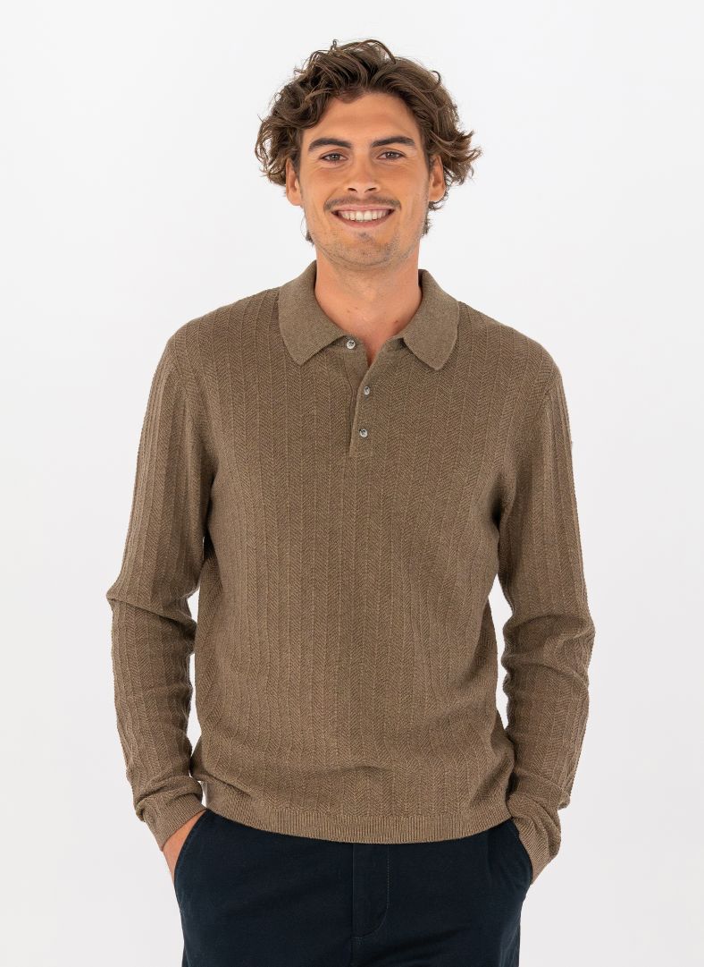 Tiller Herringbone Polo Cobblestone Mélange