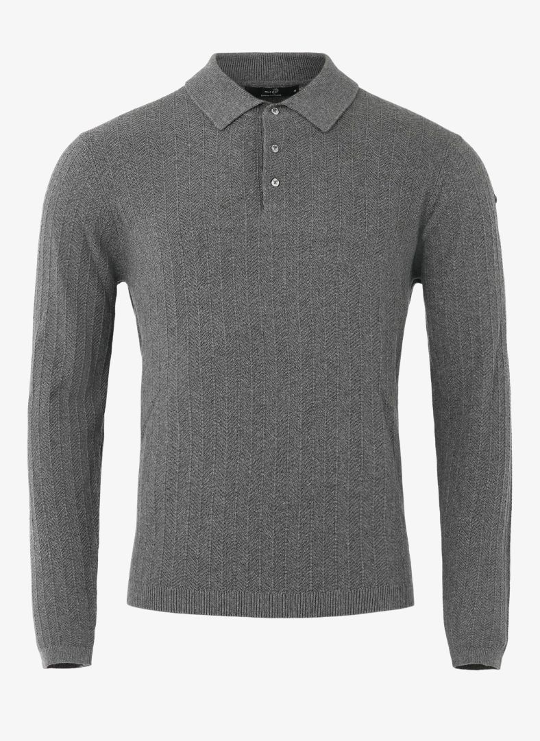 Tiller Herringbone Polo Tiller Herringbone Polo Dk Grey Melange
