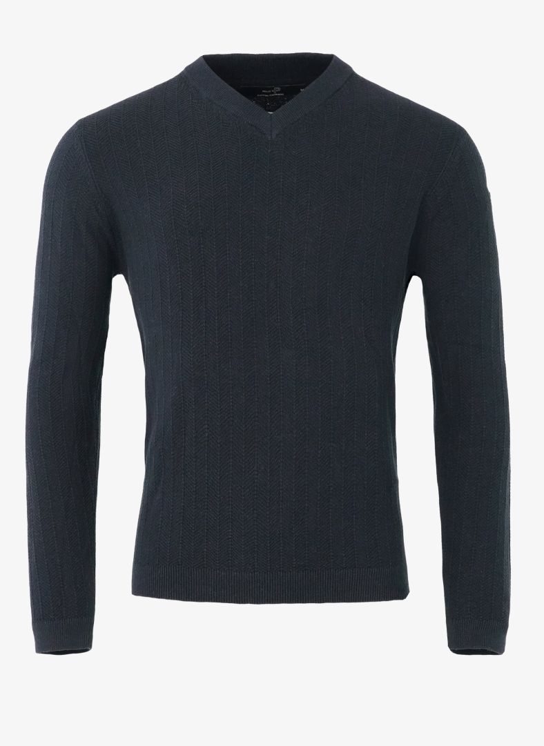 Tiller Herringbone V-neck Tiller Herringbone V-neck Dk Navy Blue