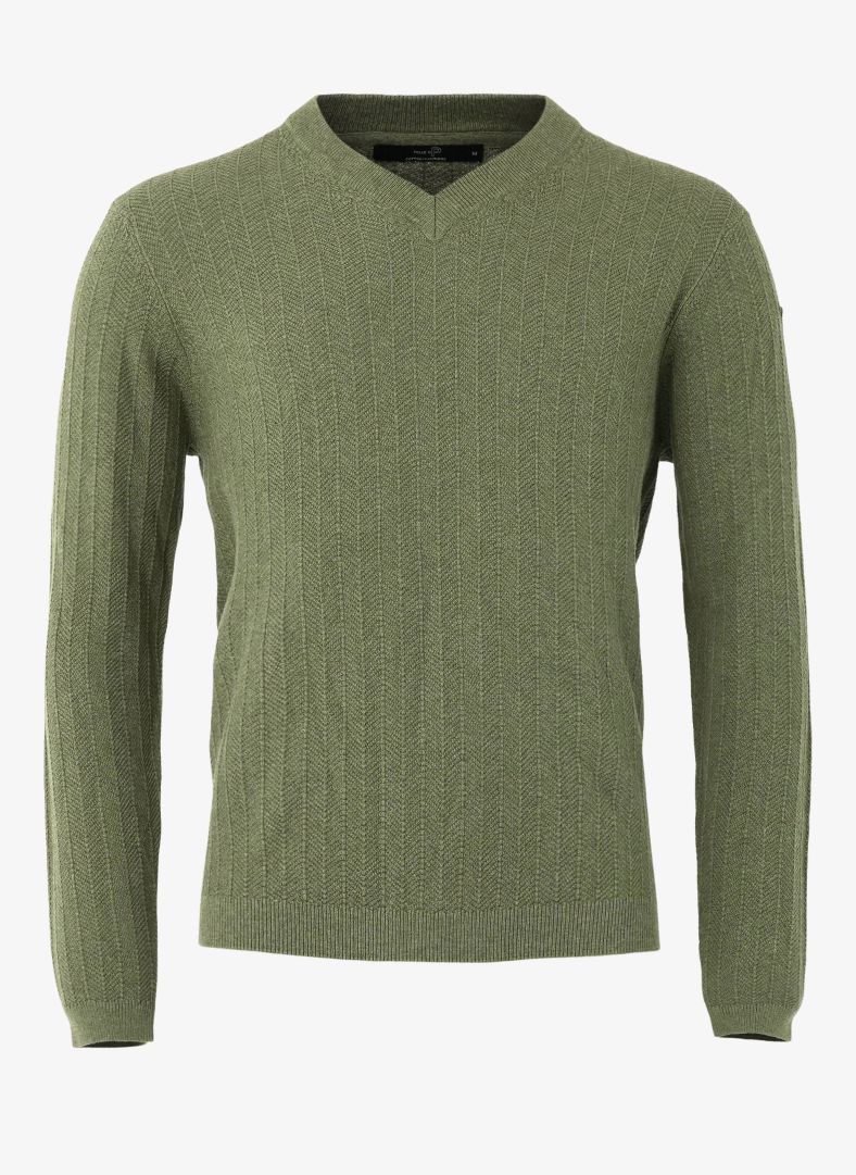 Tiller Herringbone V-neck Tiller Herringbone V-neck Kombu Green Mélange