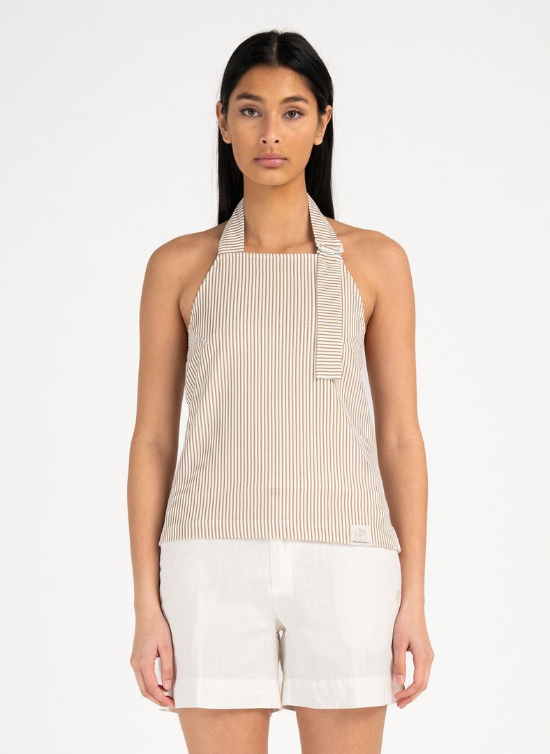 W Brassie Top Beige Oak Stripe