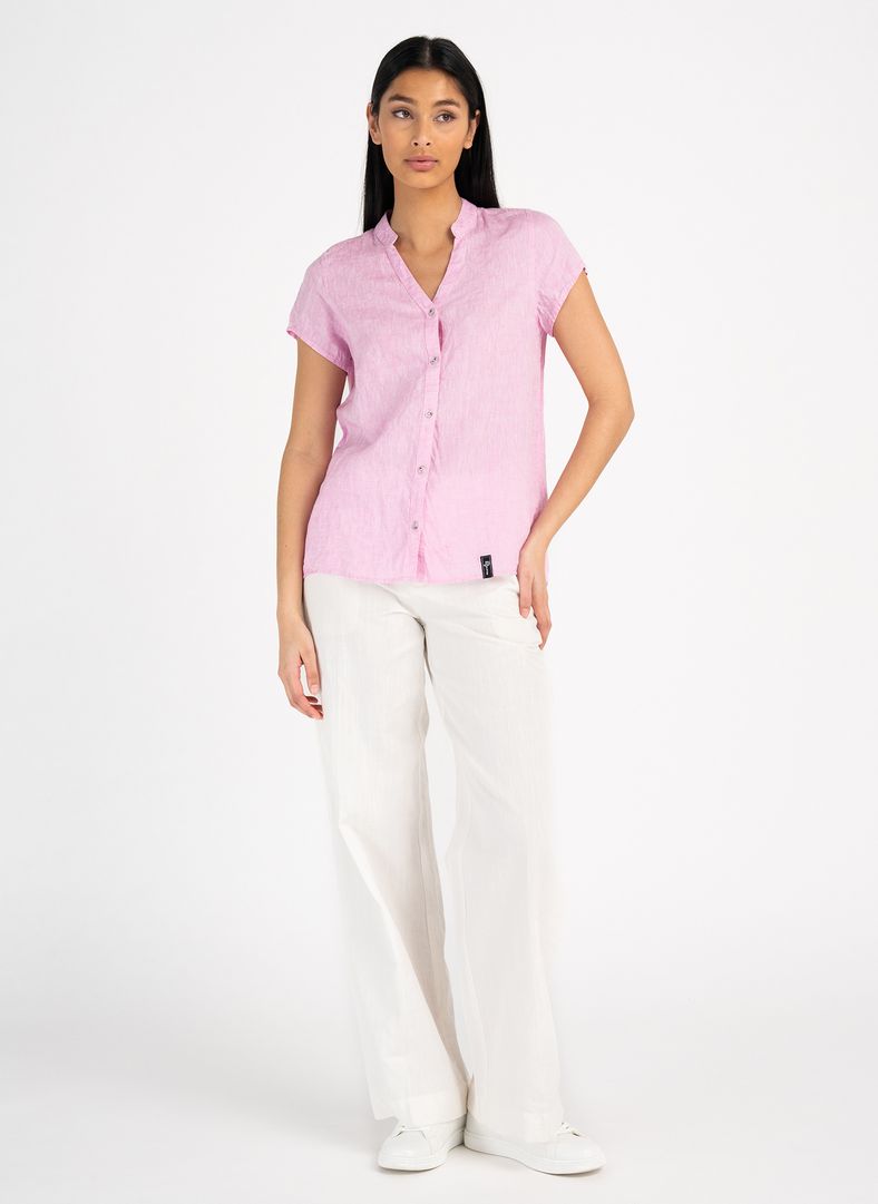 W Linen Blouse Pink Panther Mélange