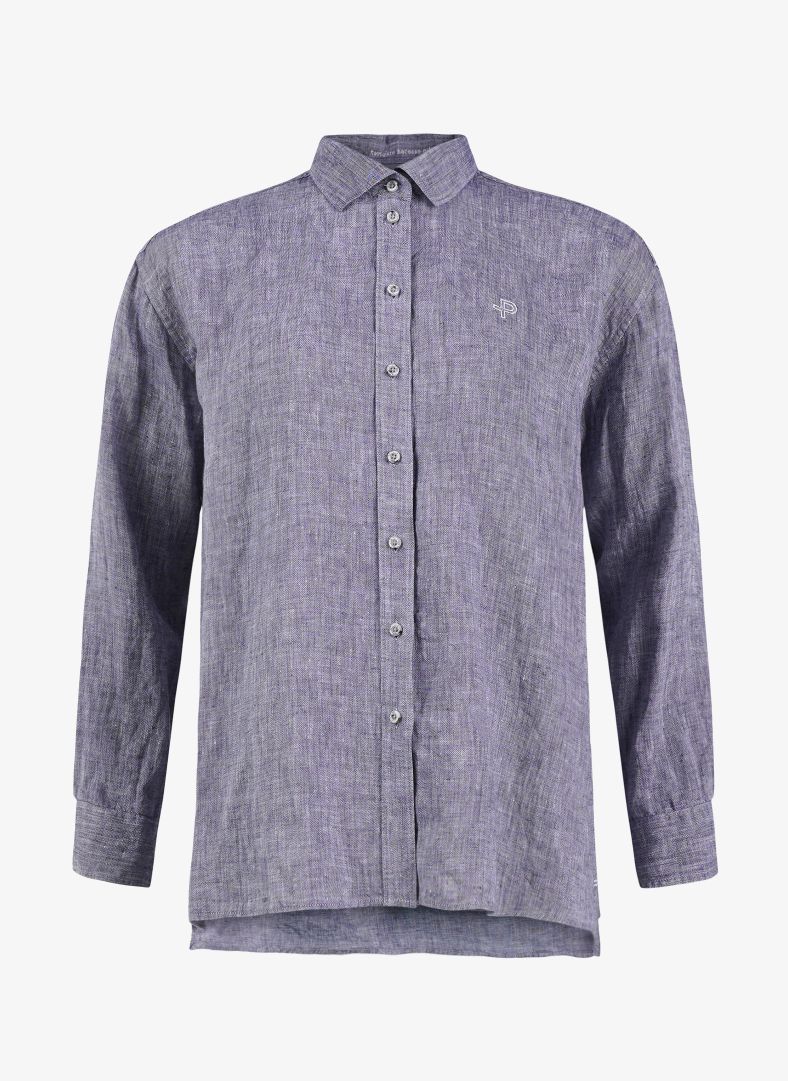 W Linen Breeze Shirt Dk Navy Melange