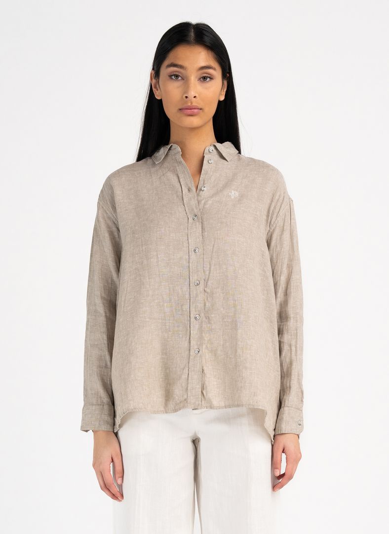 W Linen Breeze Shirt W Linen Breeze Shirt Tumbled Stone Mél.