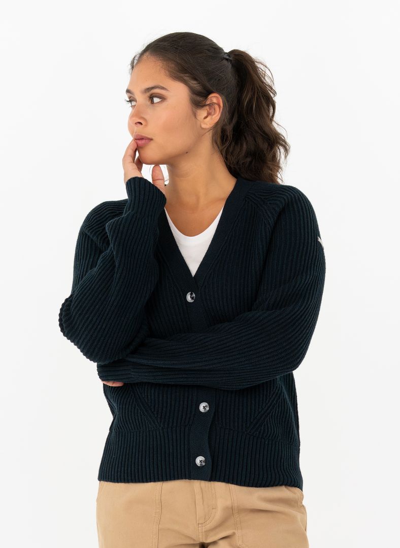 W Mons Knitted Cardigan Dk Navy Blue