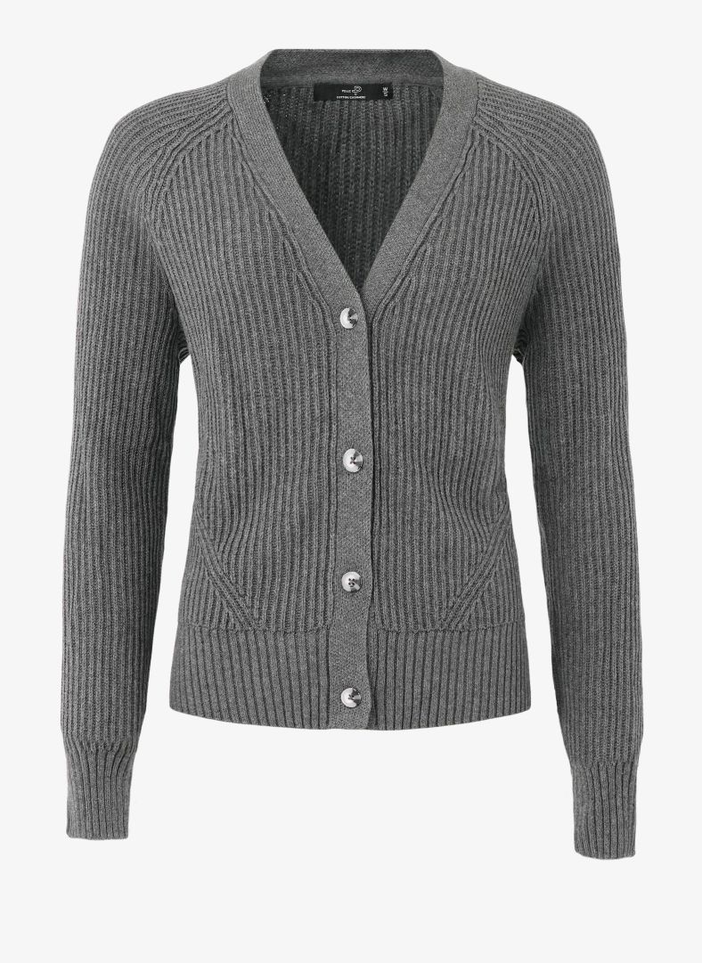 W Mons Knitted Cardigan Dk Grey Melange