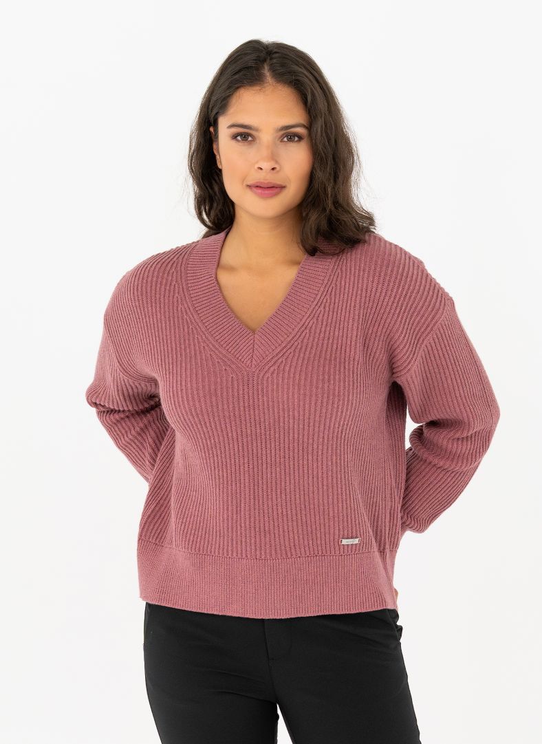 W Mons V-neck LS Cold Blush