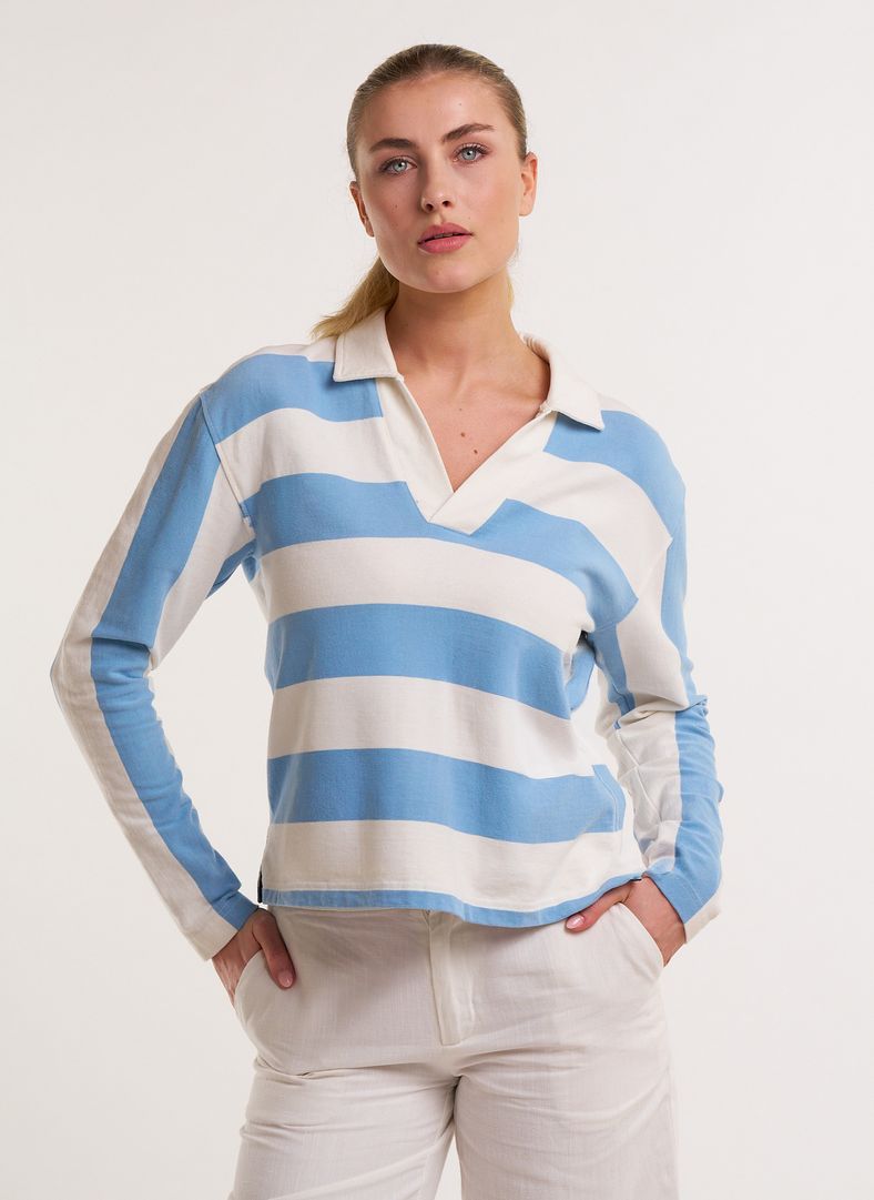 W Navigo LS Polo Concordia Blue Str.