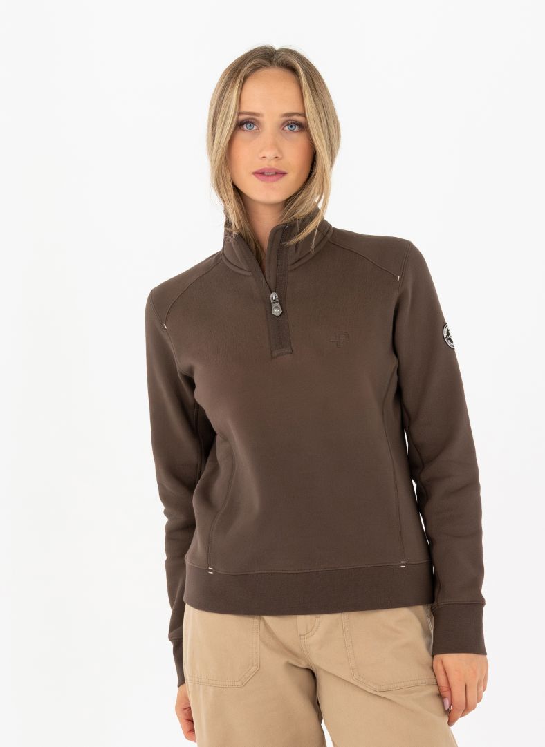 W P-Half Zip Carob Brown