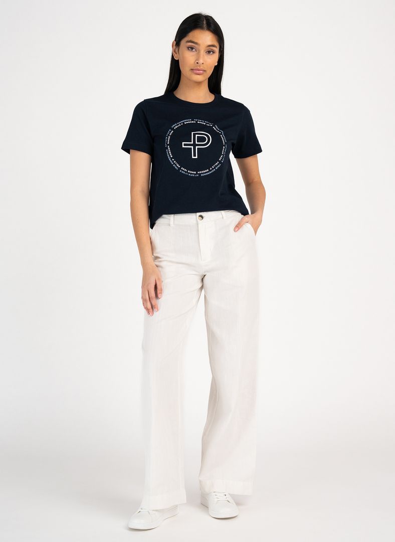 W Perus Organic Logo Tee Dk Navy Blue