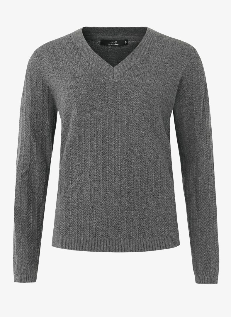 W Tiller Herringbone V-neck W Tiller Herringbone V-neck Dk Grey Melange