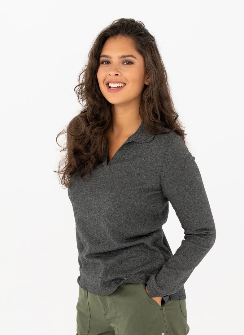 W Tiller Polo Dk Grey Melange