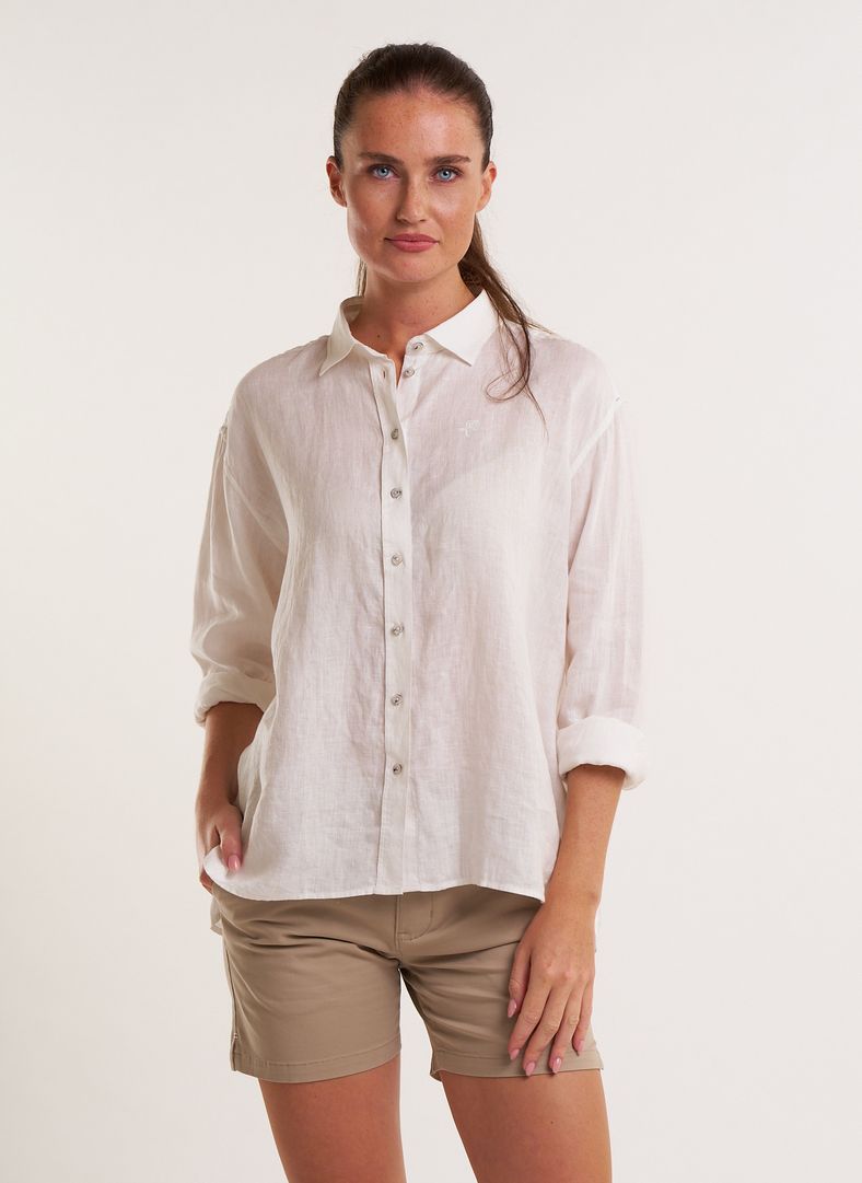 W Linen Tailored Shirt White