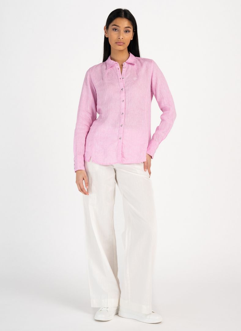 W Linen Tailored Shirt Pink Panther Mélange