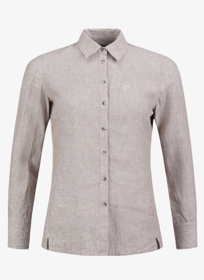 W Linen Tailored Shirt Tumbled Stone Mél.