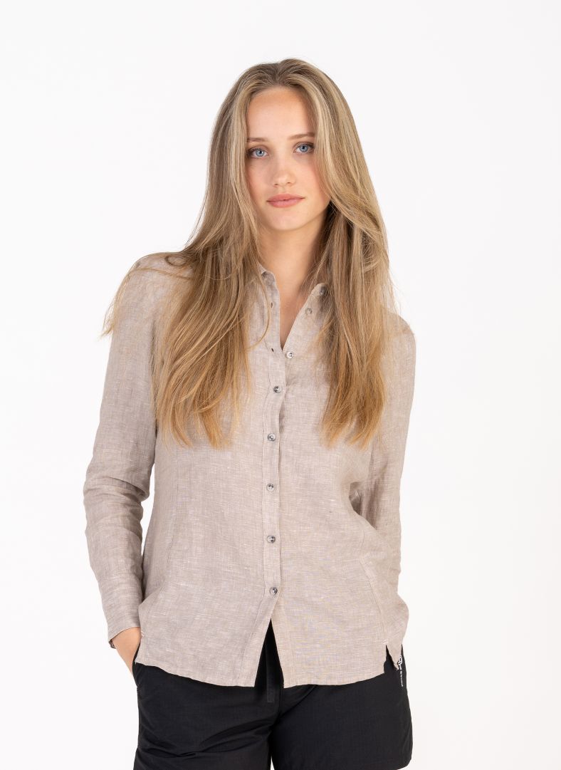 W Linen Tailored Shirt Tumbled Stone Mél.