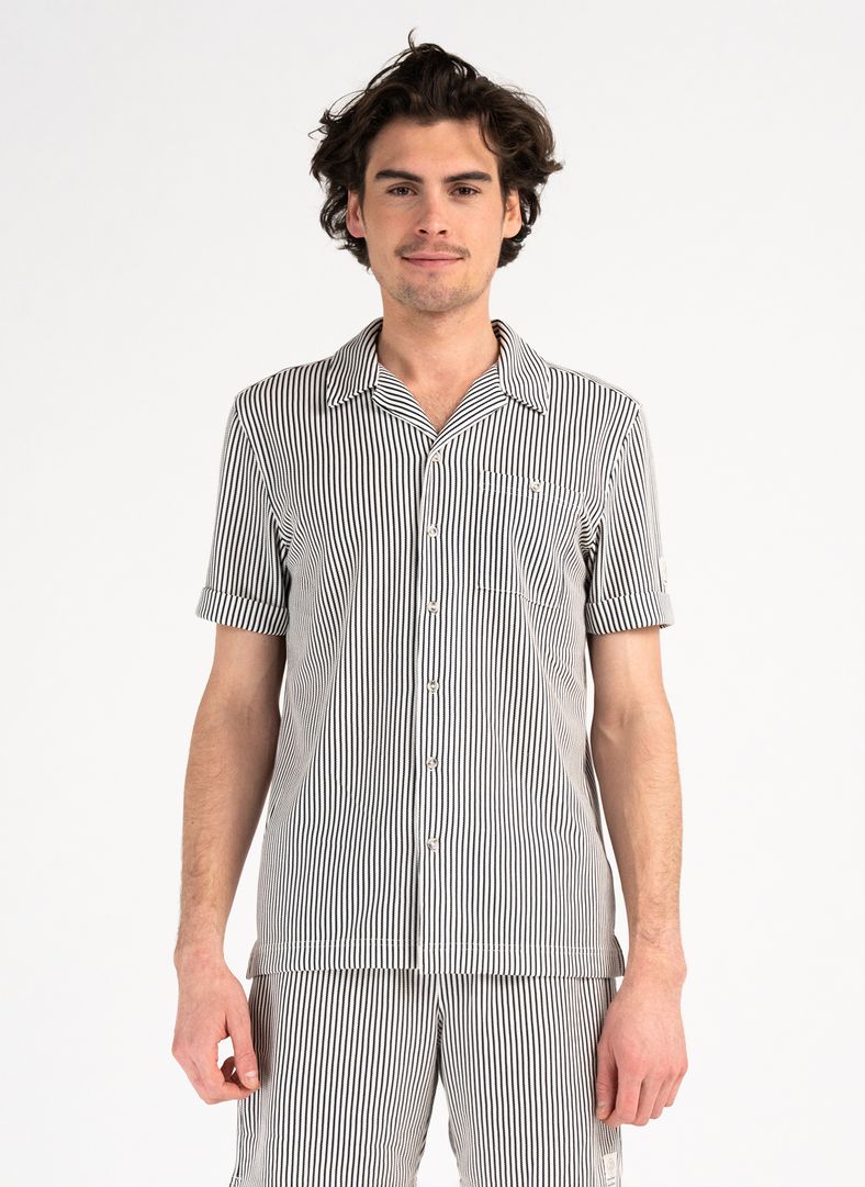 Brassie Camp Collar Shirt Brassie Camp Collar Shirt Dk Navy Stripe