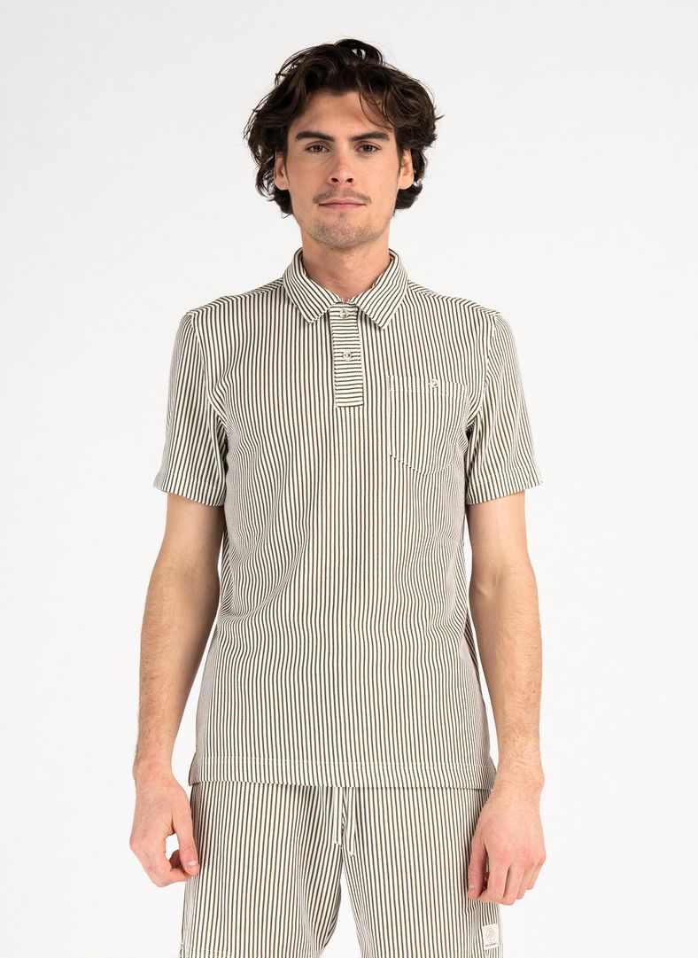 Brassie Polo Brassie Polo Khaki green stripe