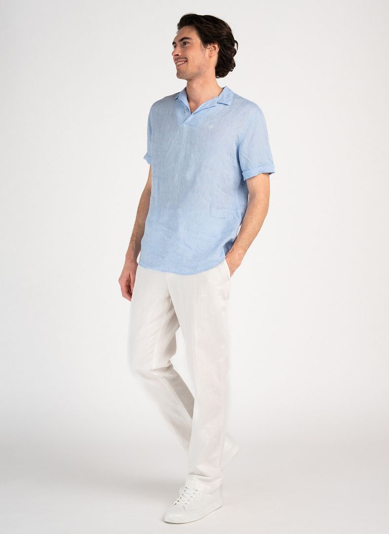 Linen Polo Tidal Blue Mélange