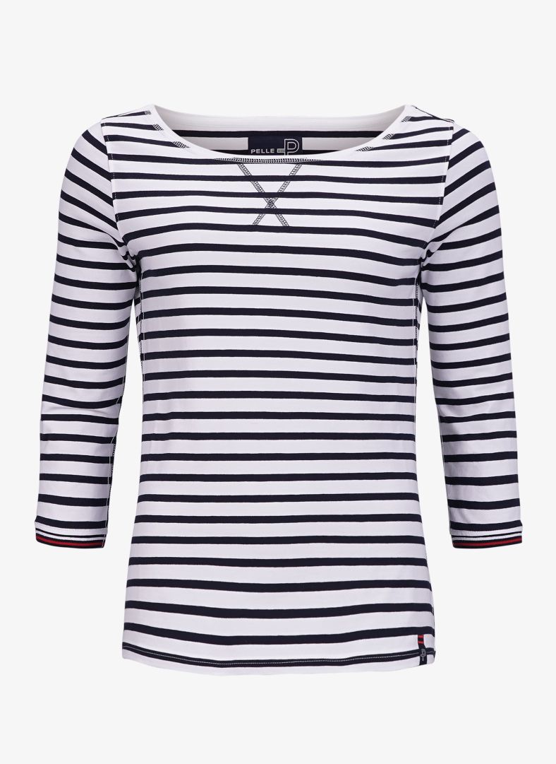 W Classic Stripe Long Sleeve Dk Navy Stripe
