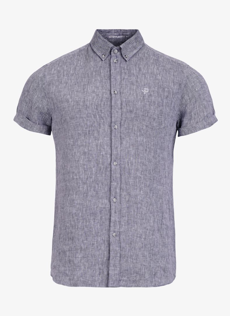 Linen SS shirt  Dk Navy Melange