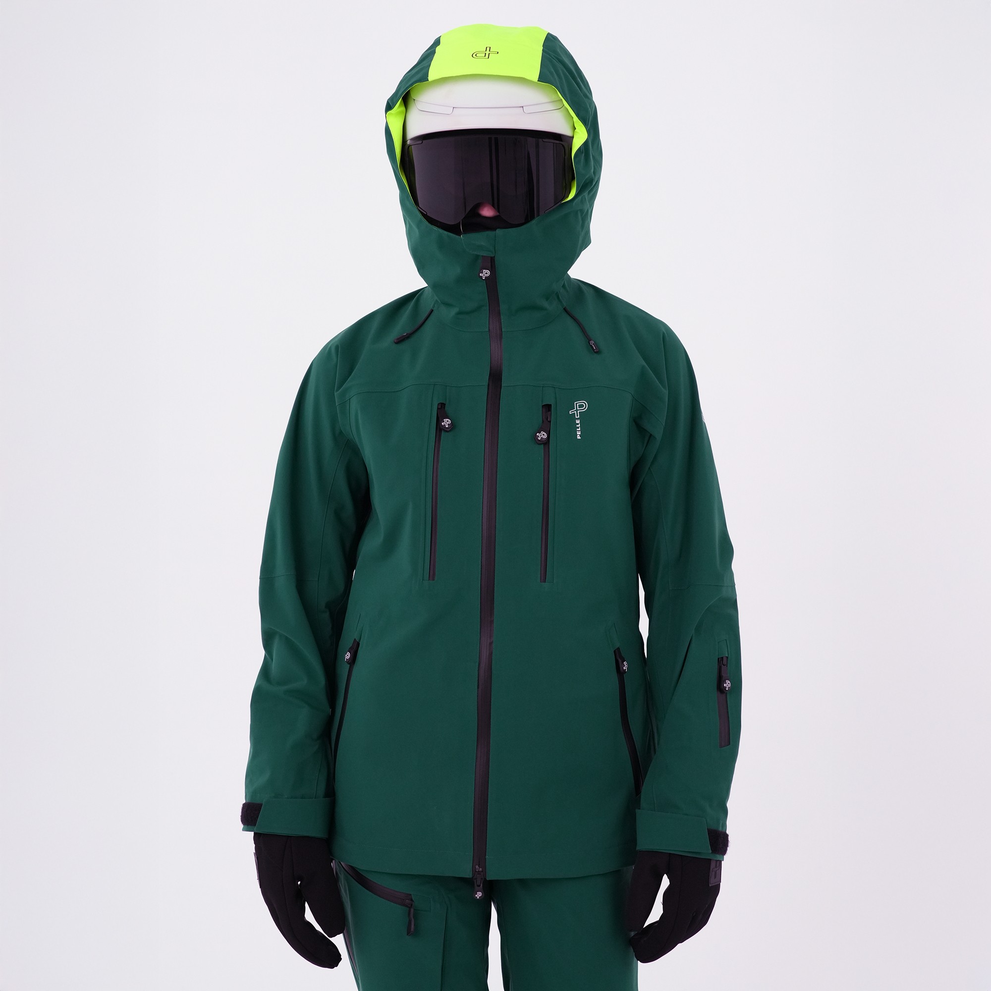 Ski jacket showing annotated features