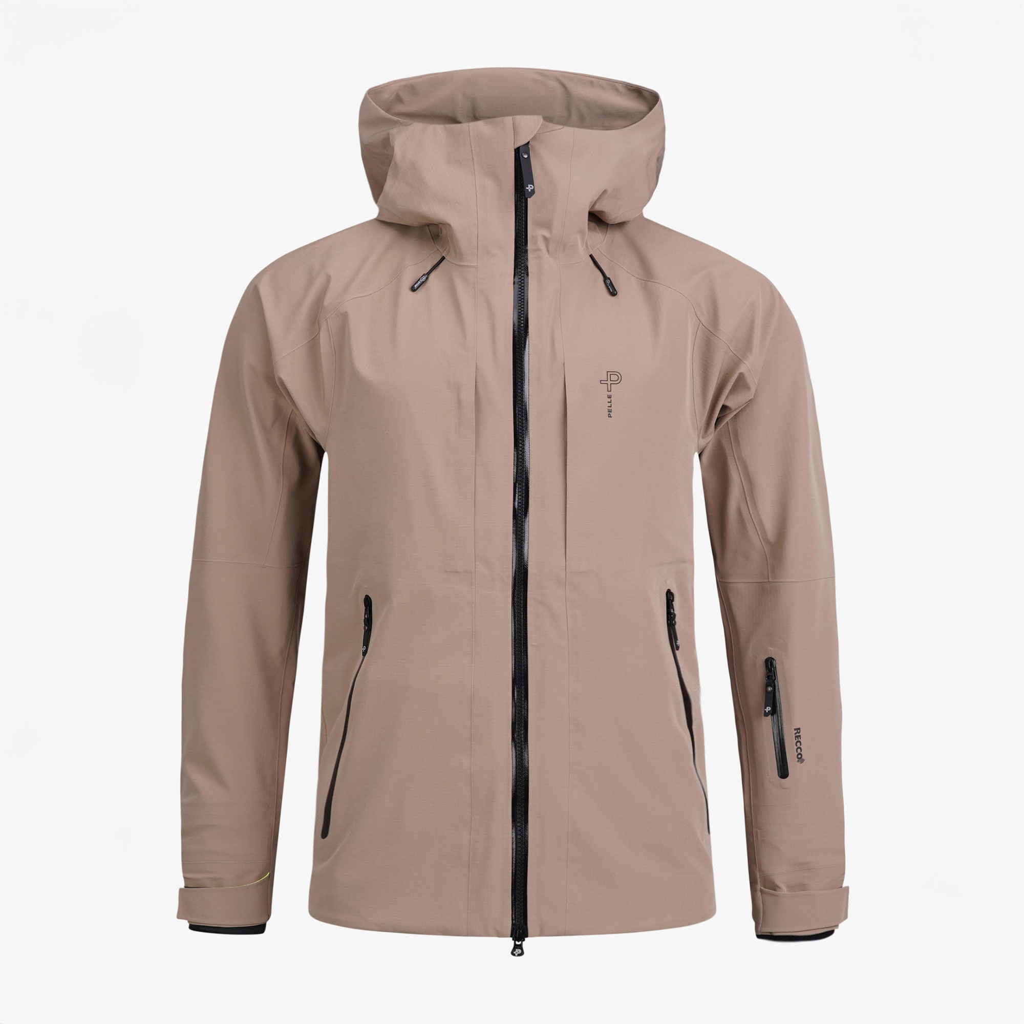 Ski jacket showing annotated features