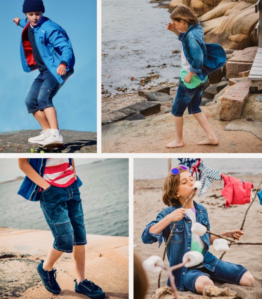 Bilder på barn i de slitstarka och coola jeans shortsen PARD från Gneis