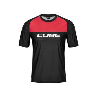 CUBE EDGE Round Neck lyhythihainen pyöräilypaita black´n´red