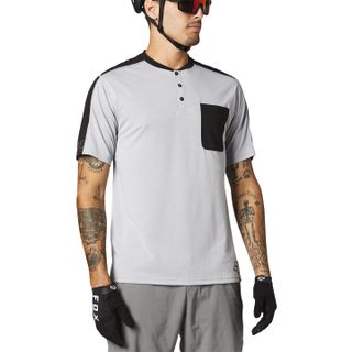 FOX Racing Ranger Drirelease Henley lyhythihainen pyöräilypaita harmaa ja musta