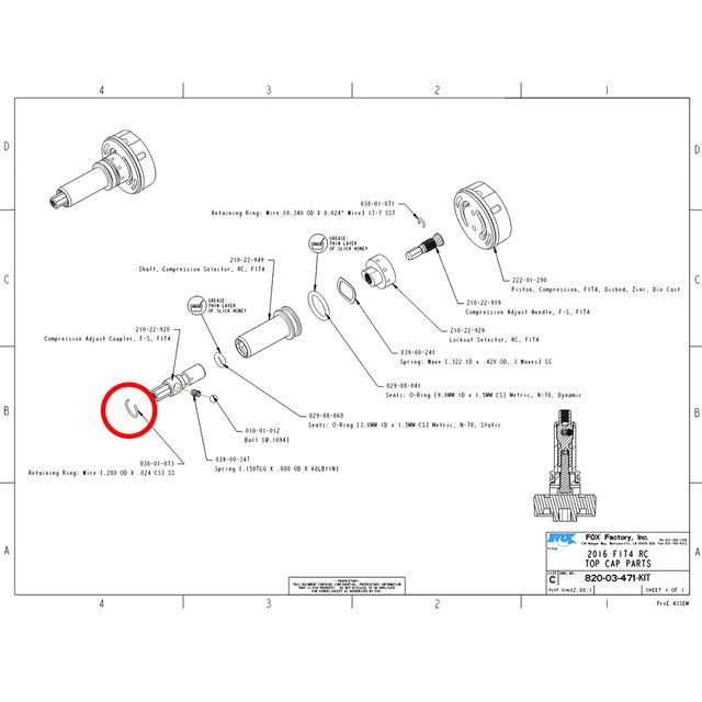 FOX 038-01-073 Retaining Ring 2016 Wire .280 OD X .024 CSJ S