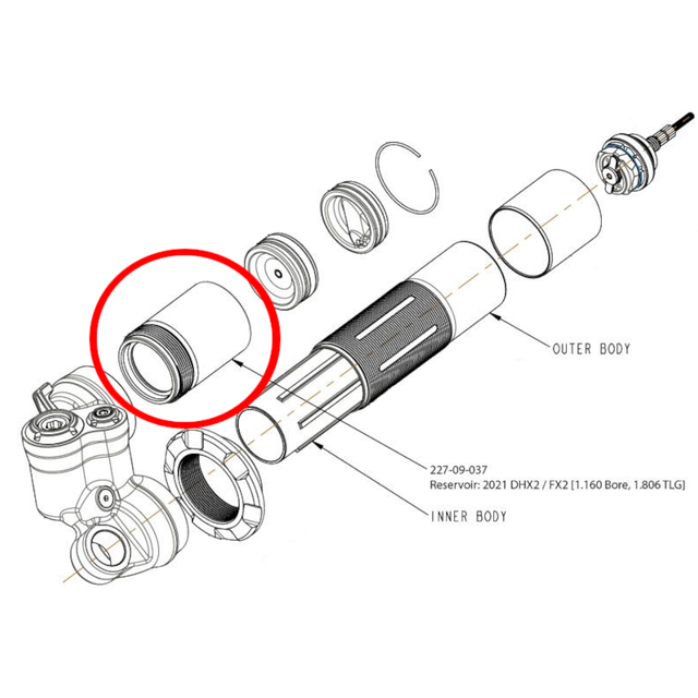 FOX 227-09-037 Reservoir 2021 DHX2 1.160 Bore 1.806 TLG