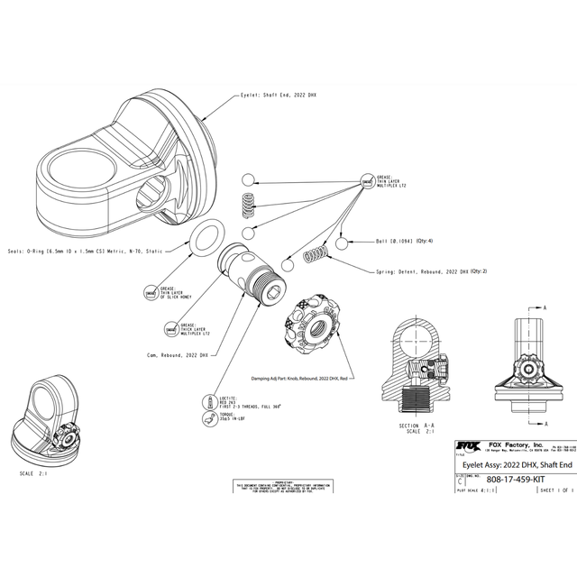 FOX 808-17-459-KIT SS Eyelet As. 2022 DHX Shaft End