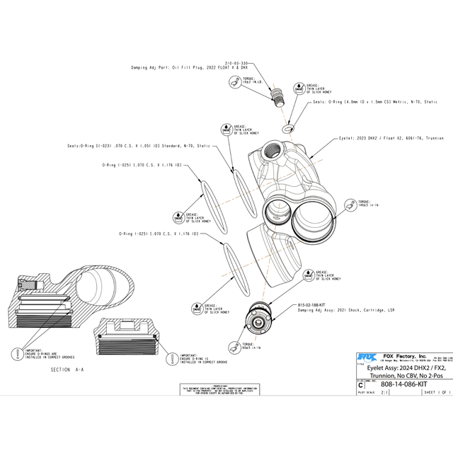 FOX 808-14-086-KIT SS Eyelet As. 2024 DHX2 Trunnion