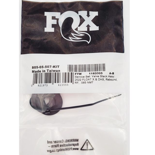 FOX 805-05-507-KIT SS: Valve Stack Assy: 2022 FLOAT X & DHX, Rebound, RF, .065 NMT