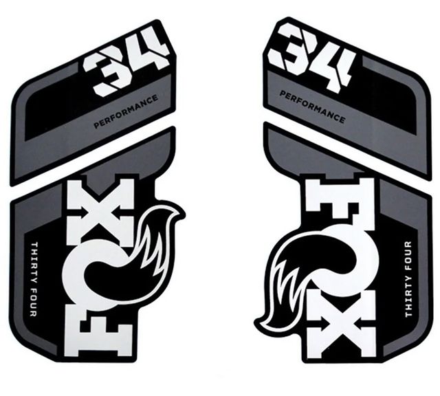 FOX 803-01-724 Decal Kit: 2022 34 HP Gray Logo Matte Black Fork