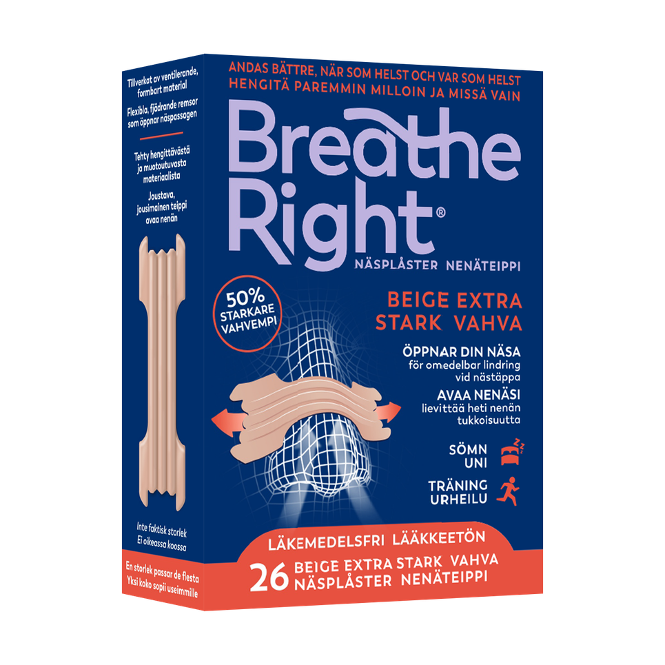 Breathe Right Extra Vahva nenäteippi – helpompi hengitys ilman lääkkeitä