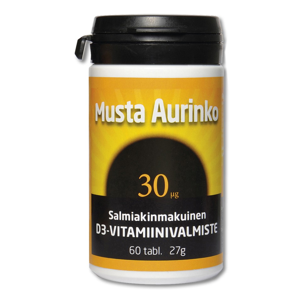 Musta Aurinko D3-vitamiini 30 mikrogrammaa