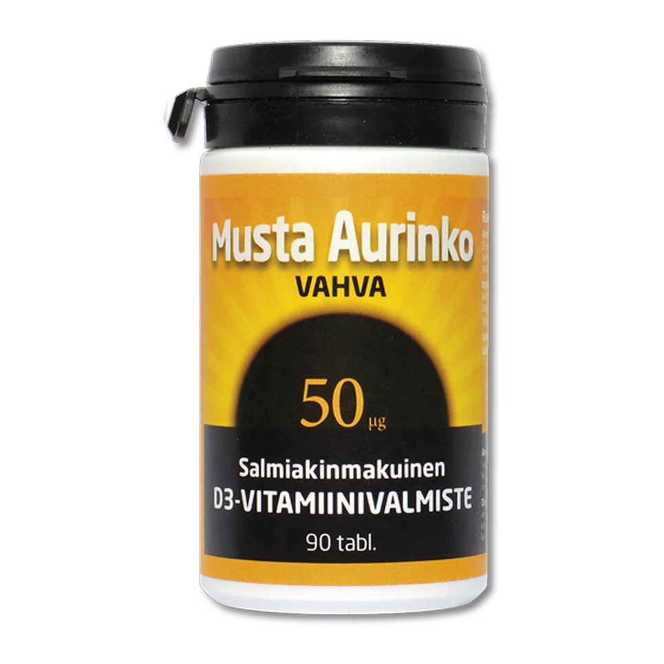 Musta Aurinko D3-vitamiini VAHVA 50 mikrogrammaa