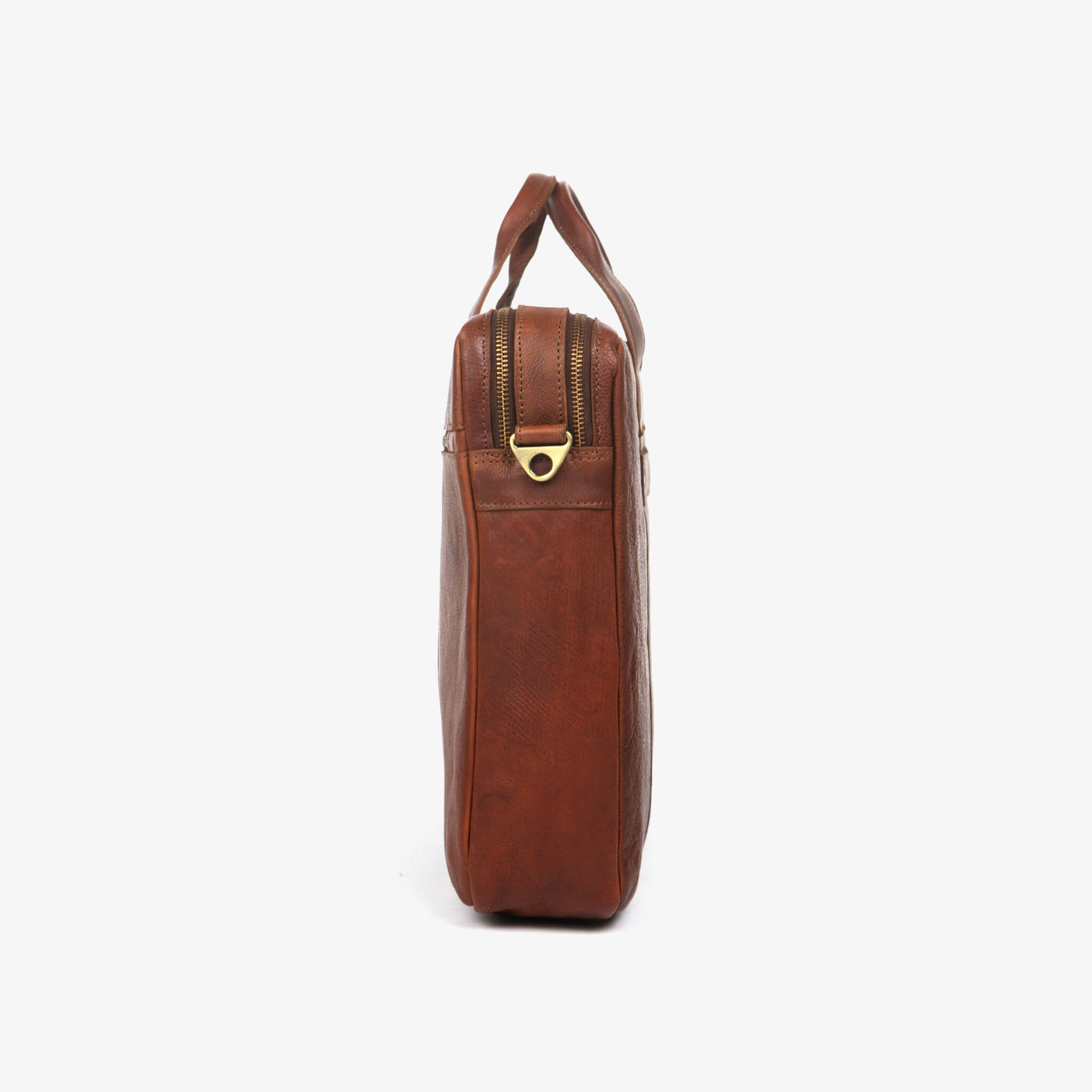 PC-veske Briefcase Medium skinn - Cognac