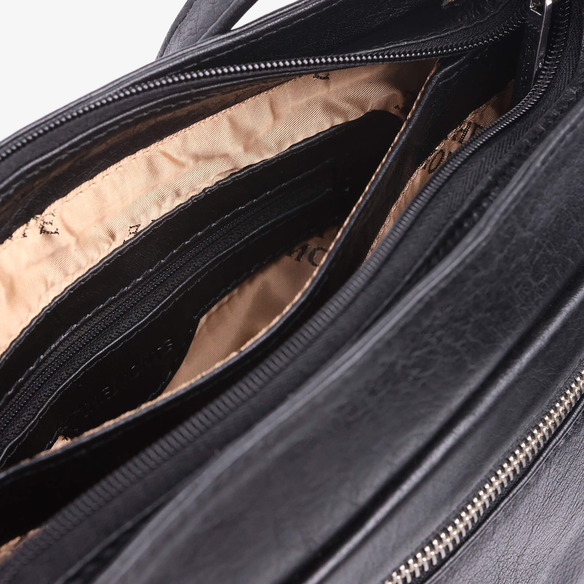 Veske Crossbody Medium skinn - Svart