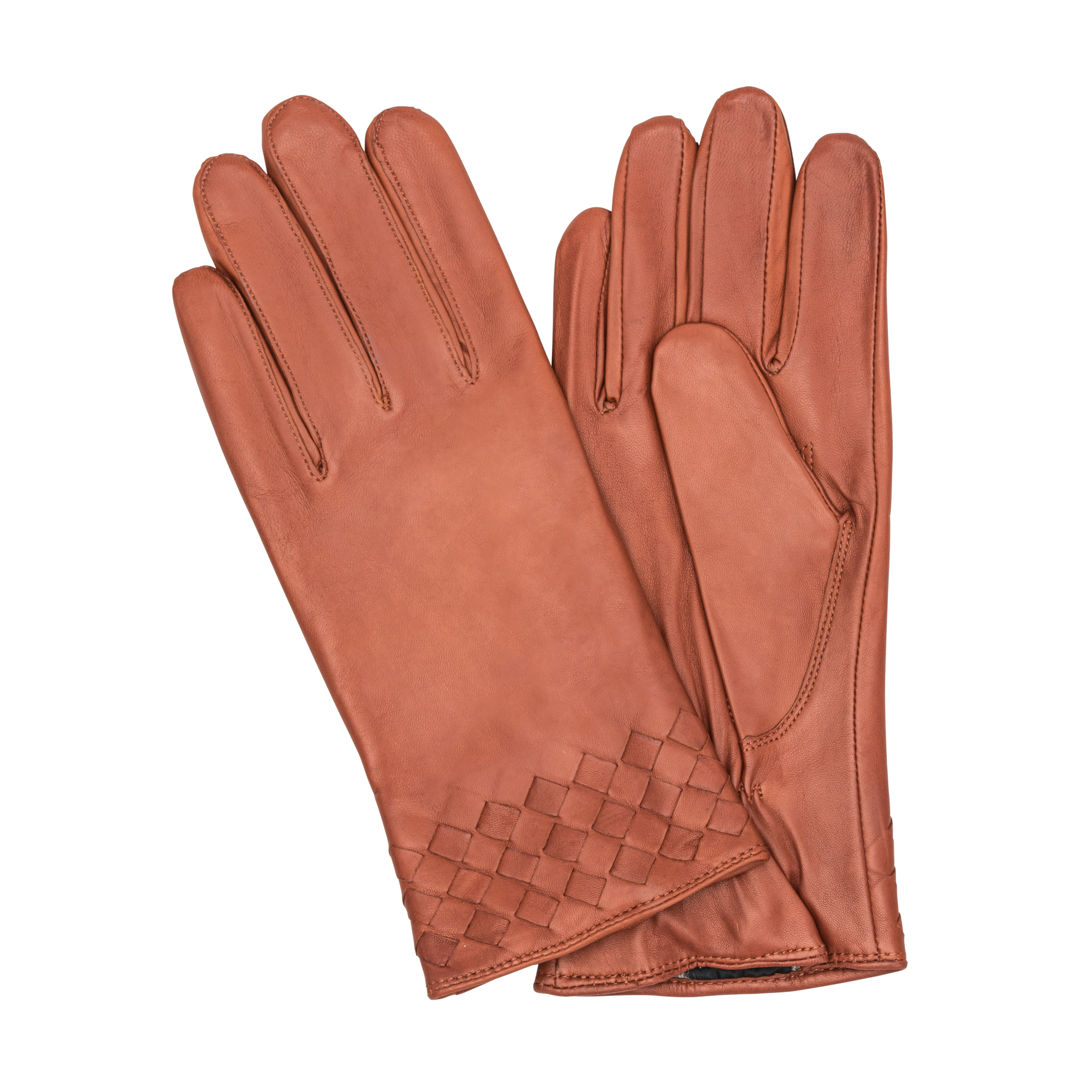 Damehansker lammeskinn - Cognac - 6.5